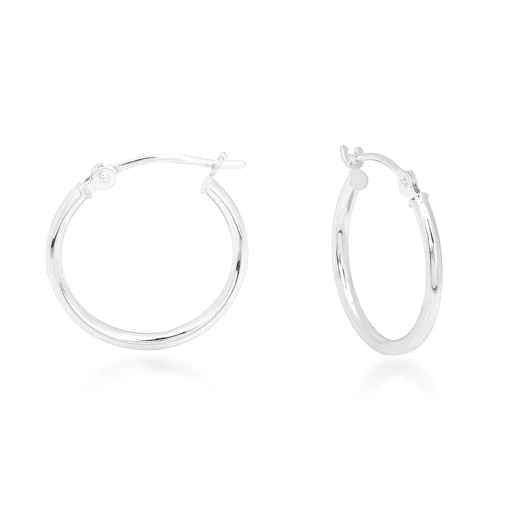 14K White Gold Hoop Earrings