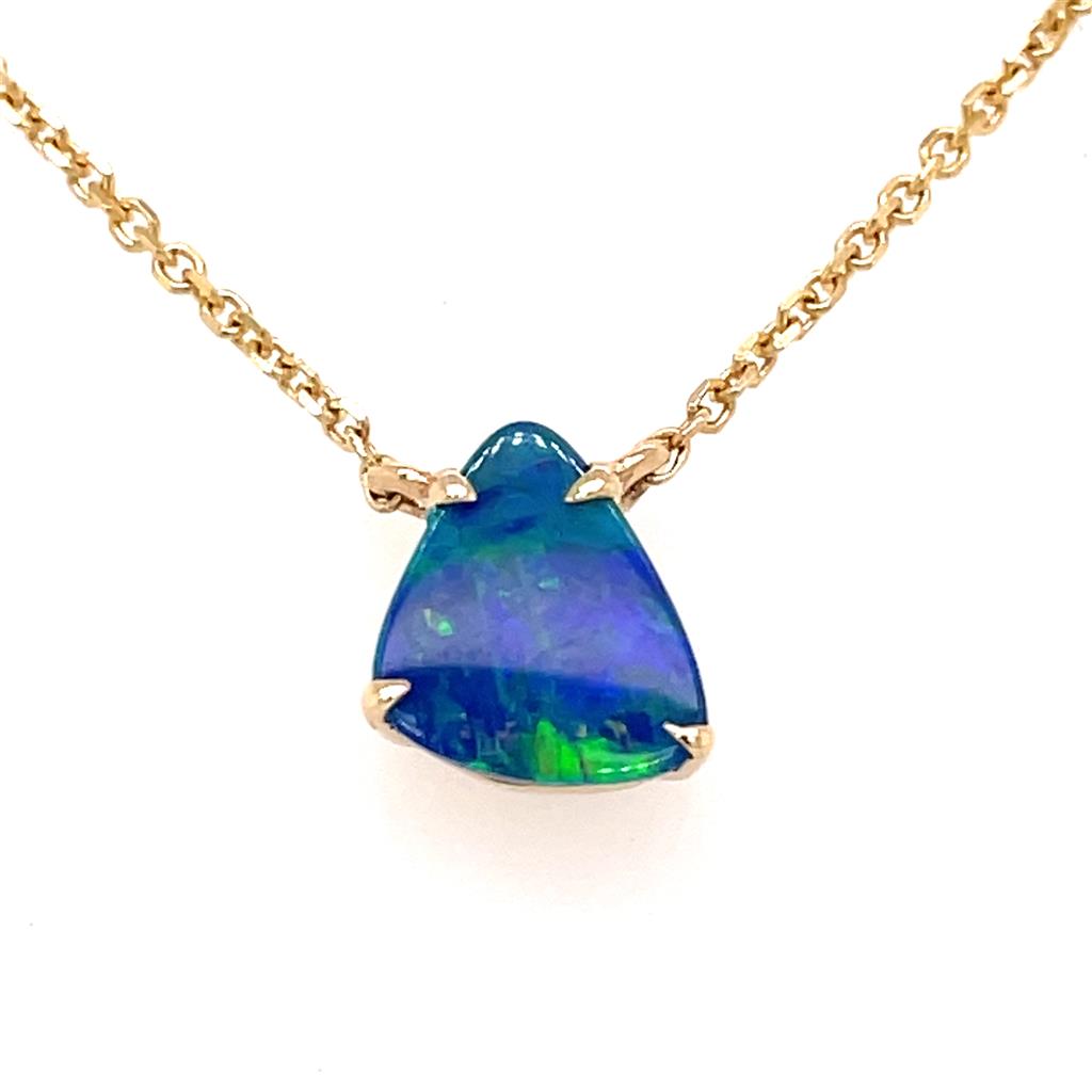 14K Yellow Gold Australian Opal Doublet Necklace