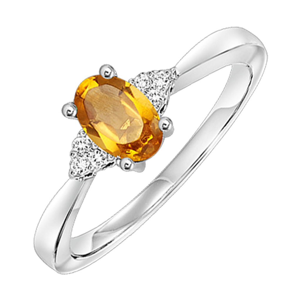Citrine Diamond Gemstone Ring