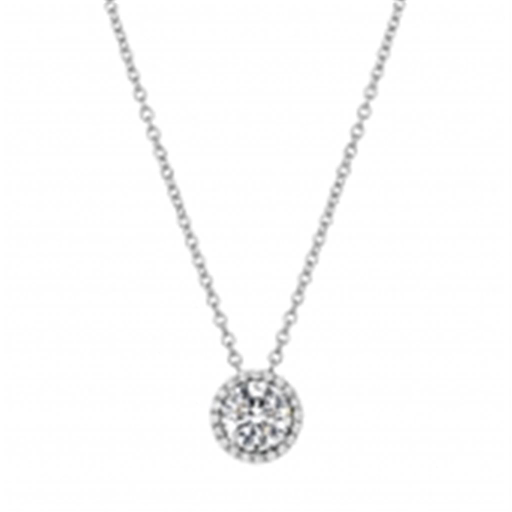 Simulated Diamond Pendant with Simulated Diamond Halo