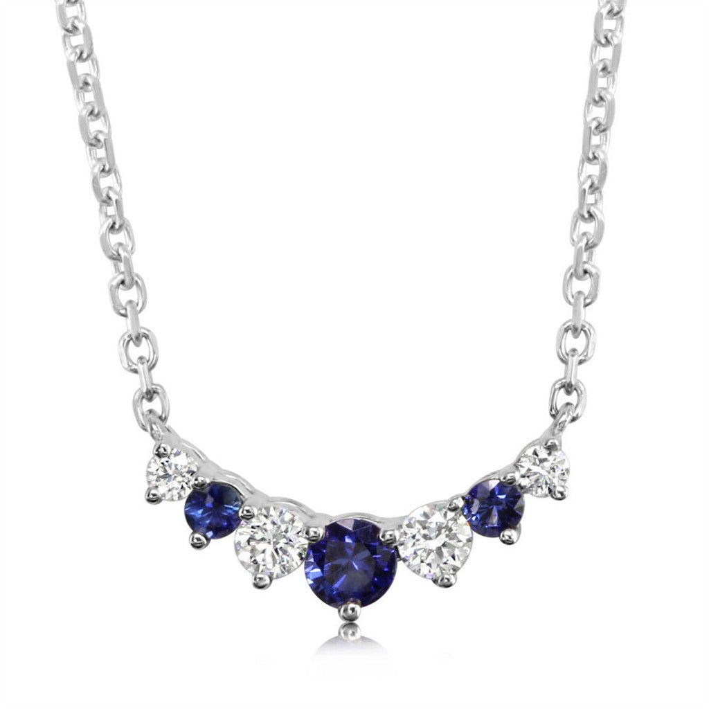 14k White Gold Sapphire and Diamond Necklace