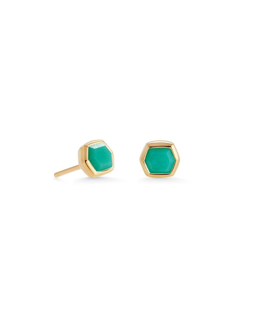 DAVIE STUD EARRINGS 18K GOLD VERMEIL CHRYSOPRASE
