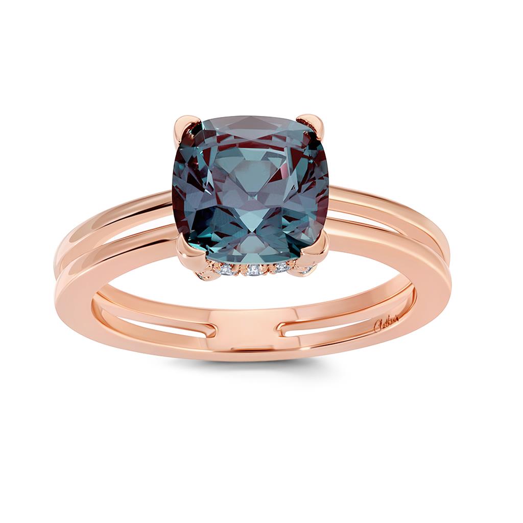 Chatham Alexandrite & Diamond Ring