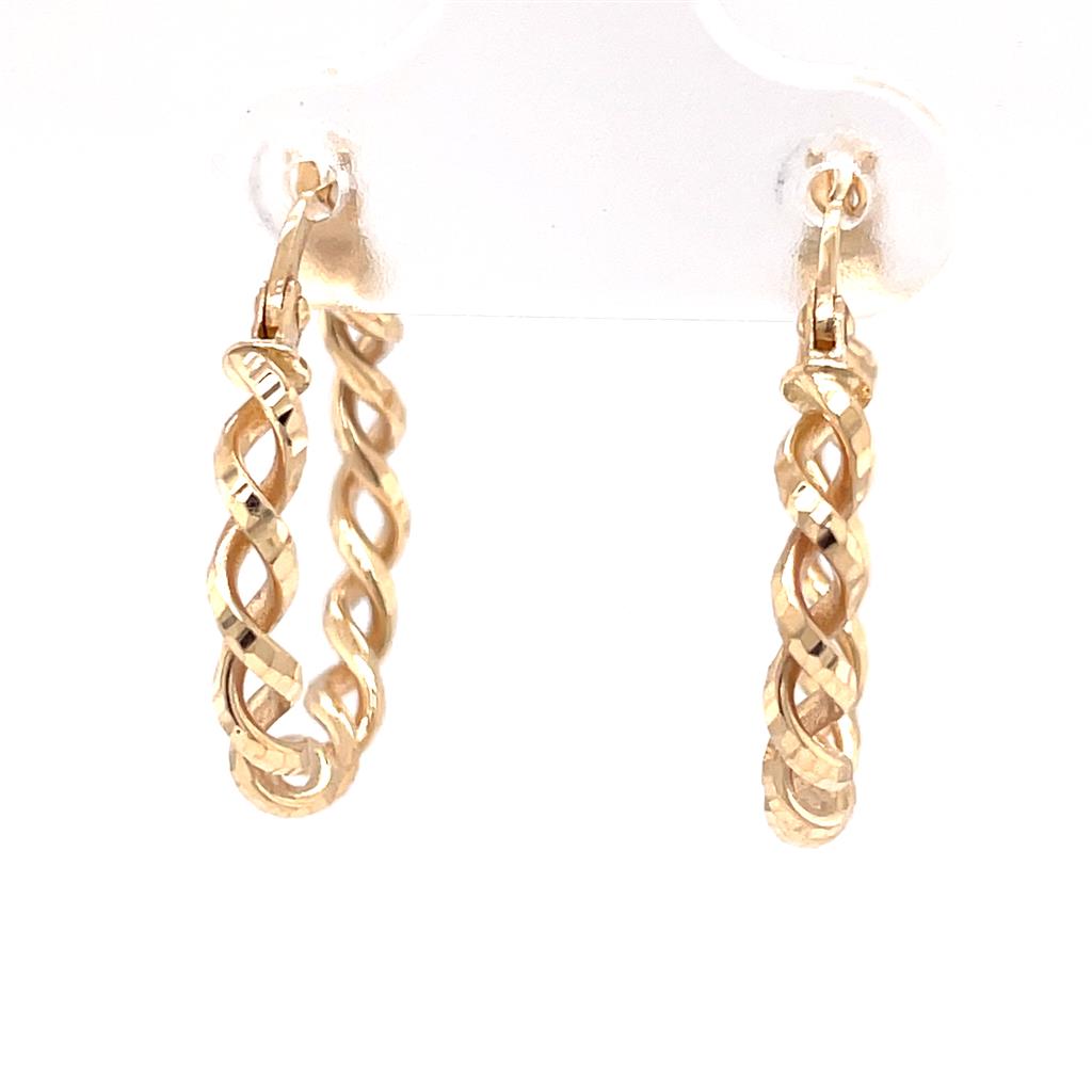 14K Yellow Two-Row Open Twist Hoop Earrings