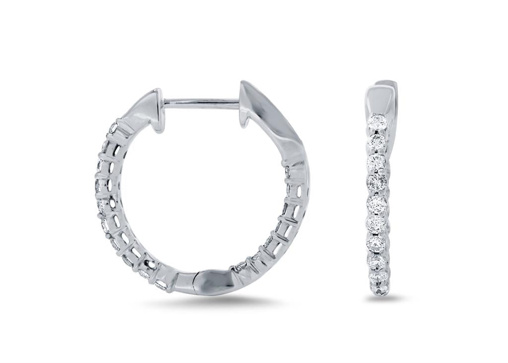 14K White Gold Inside-Out Diamond Hoop Earrings