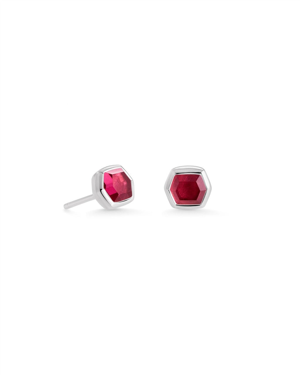 DAVIE STUD EARRINGS STERLING SILVER RED GARNET