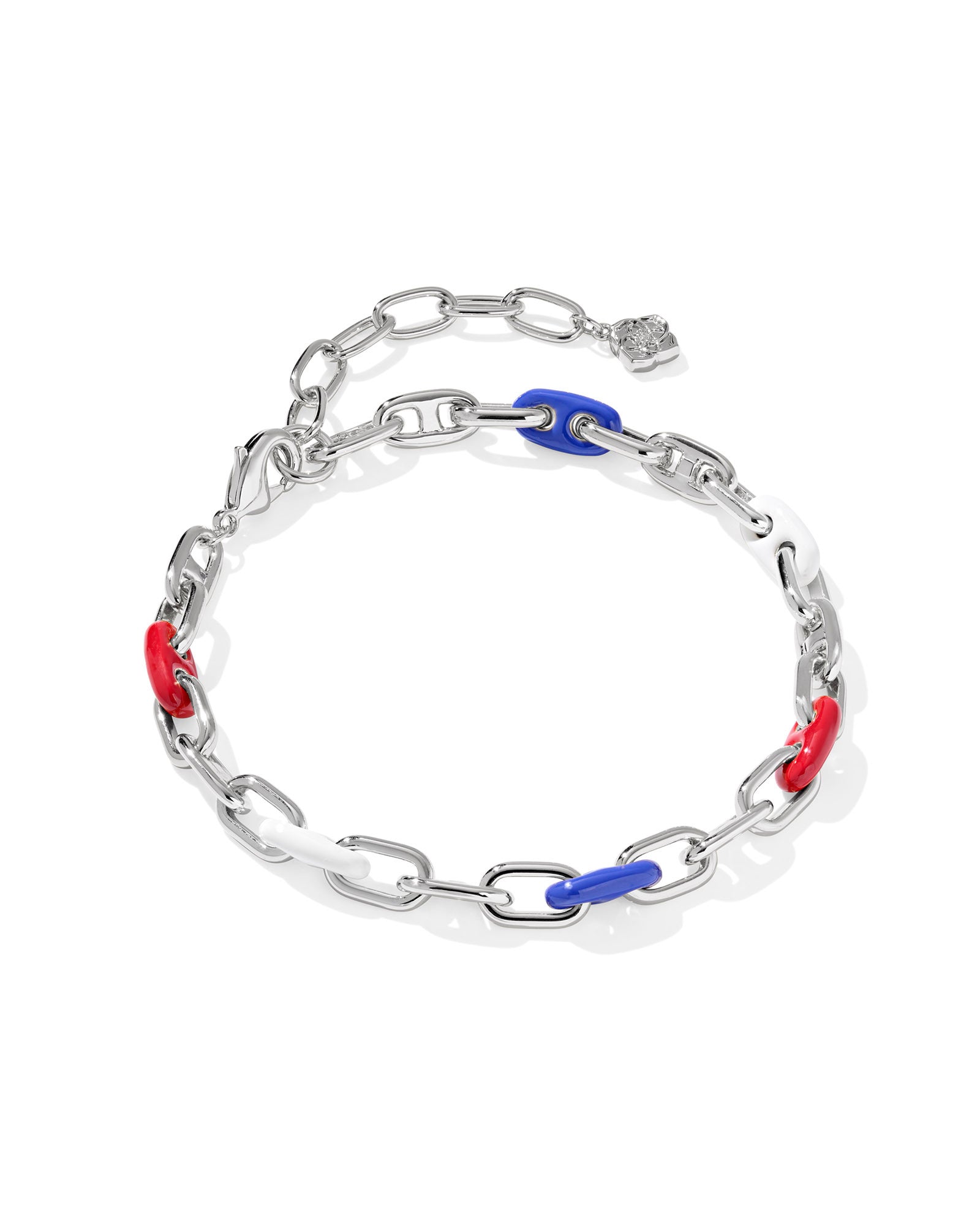 BAILEY CHAIN BRACELET SILVER RED WHITE BLUE MIX