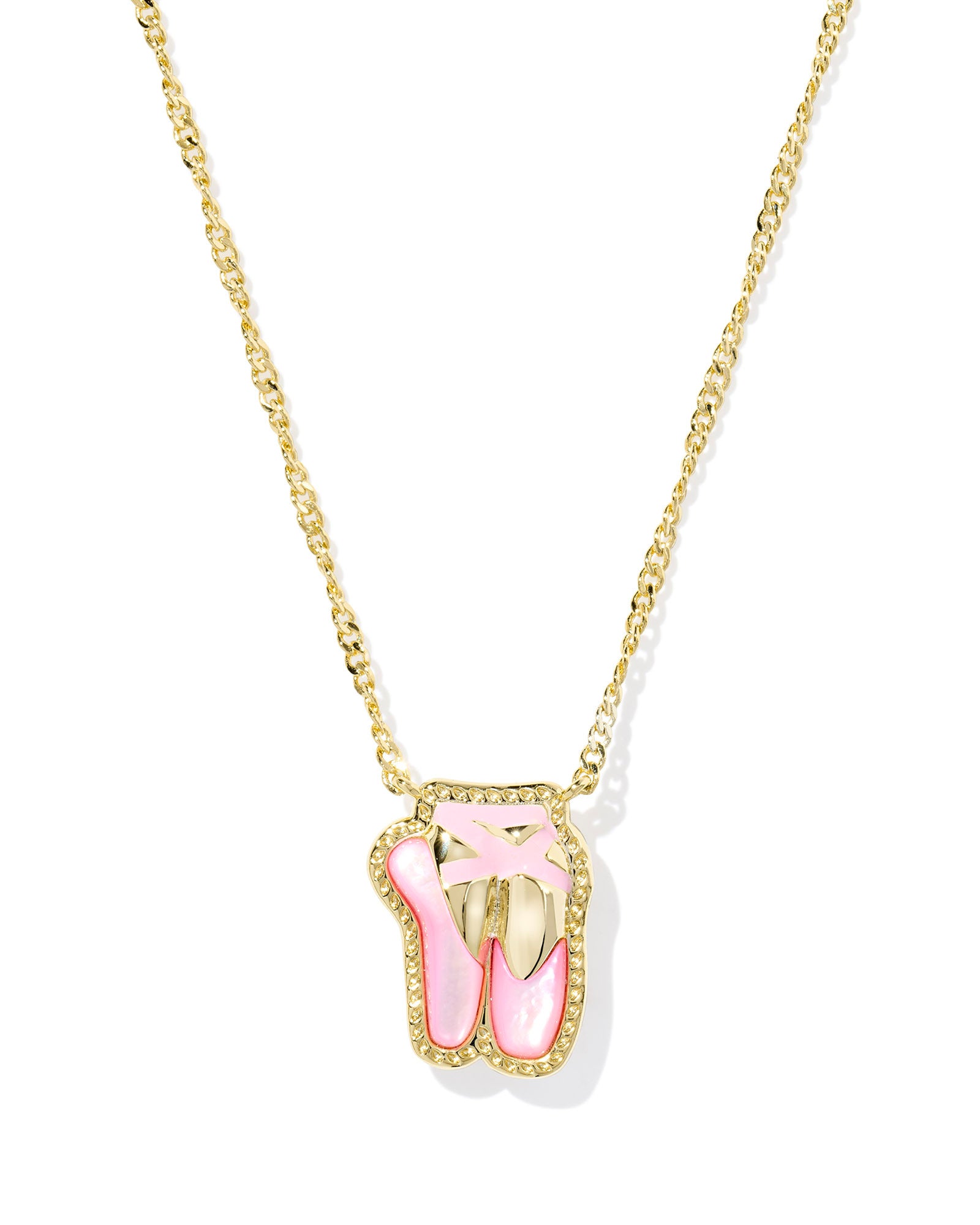 BALLET SHORT PENDANT NECKLACE GOLD BLUSH MOTHER OF PEARL