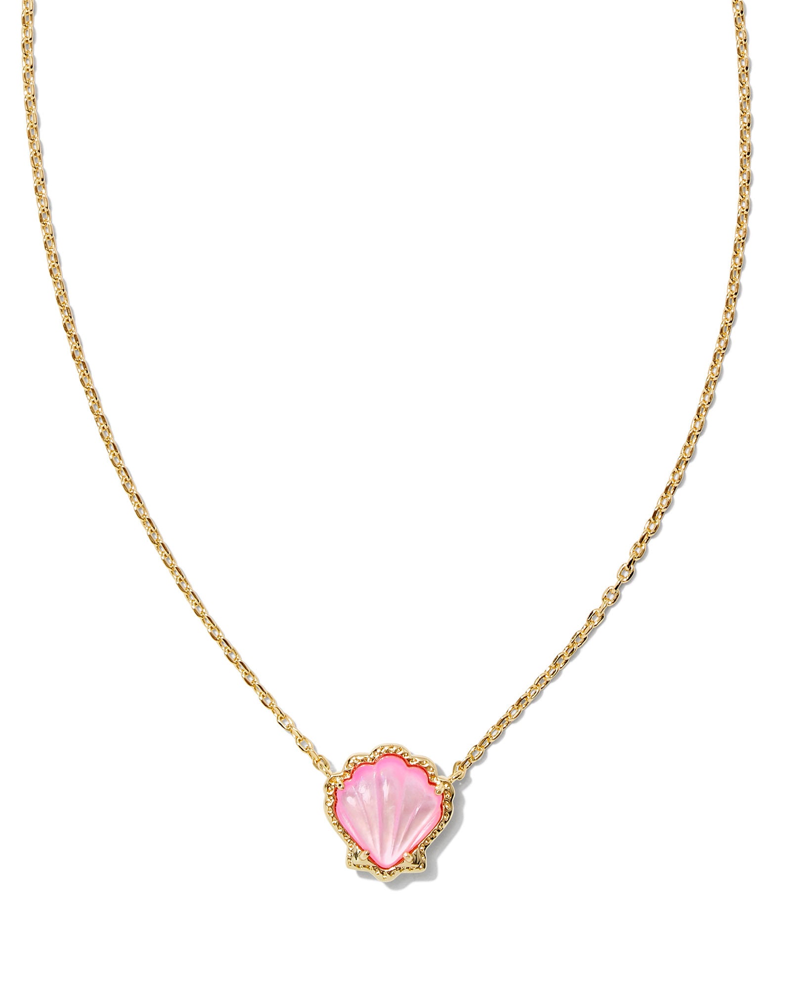 BRYNNE SHELL SHORT PENDANT NECKLACE GOLD BLUSH IVORY MOTHER OF PEARL