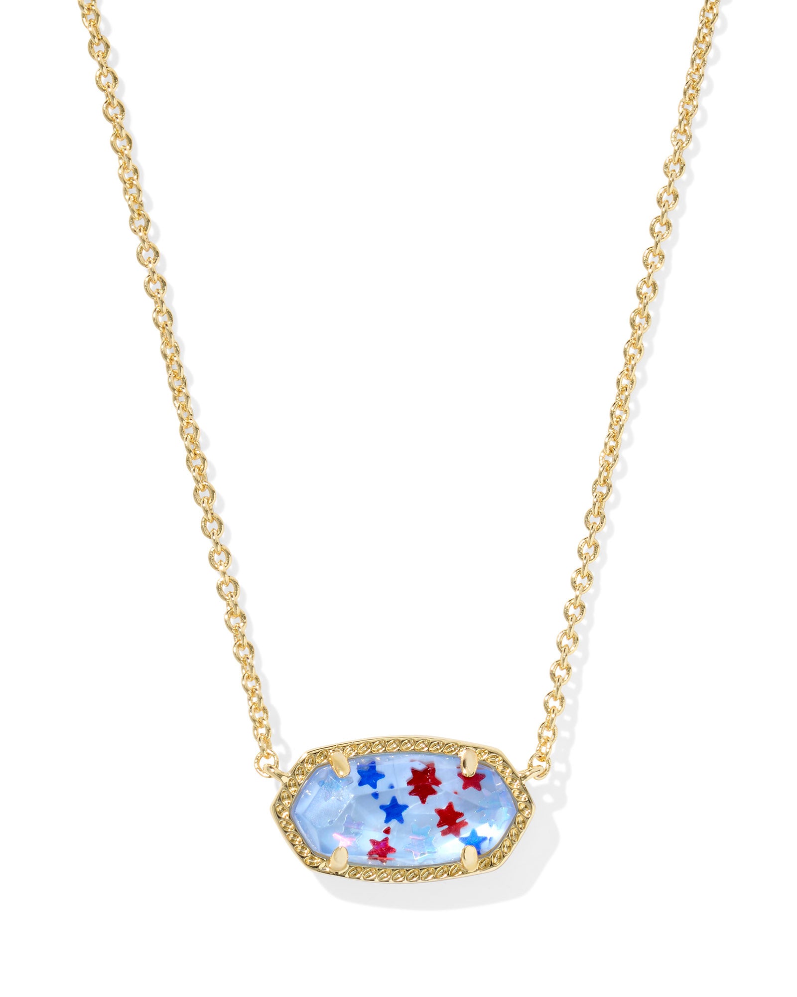 ELISA PENDANT NECKLACE GOLD RED WHITE BLUE STAR ILLUSION