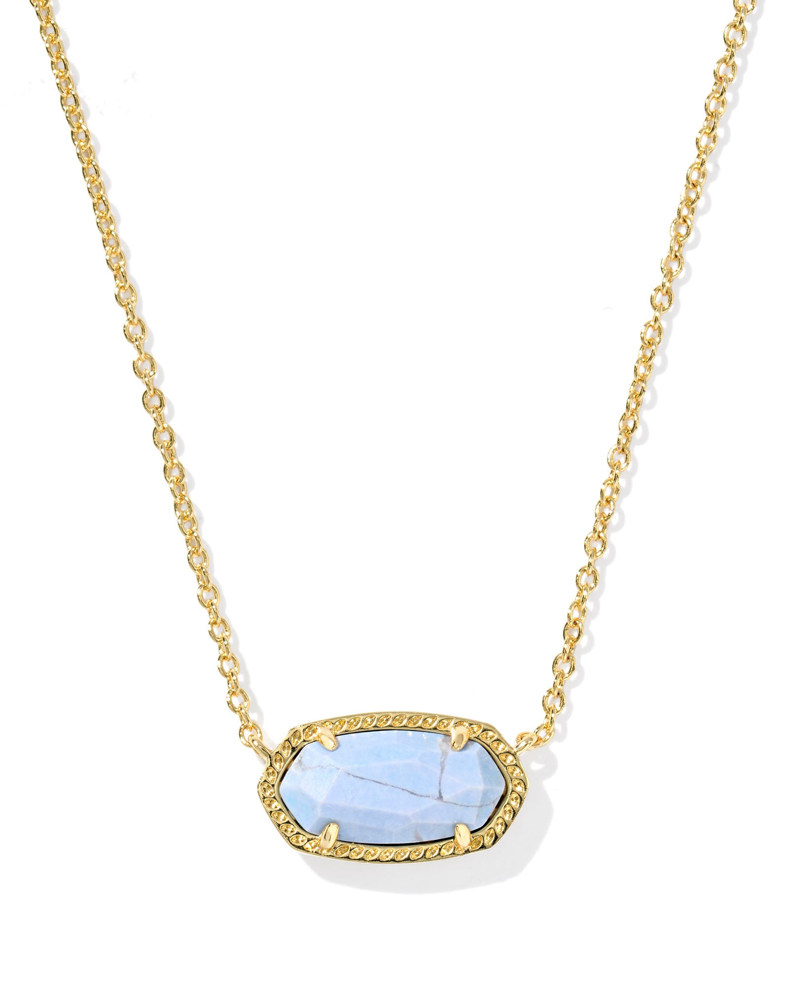 ELISA PENDANT NECKLACE GOLD VARIEGATED LIGHT BLUE MAGNESITE