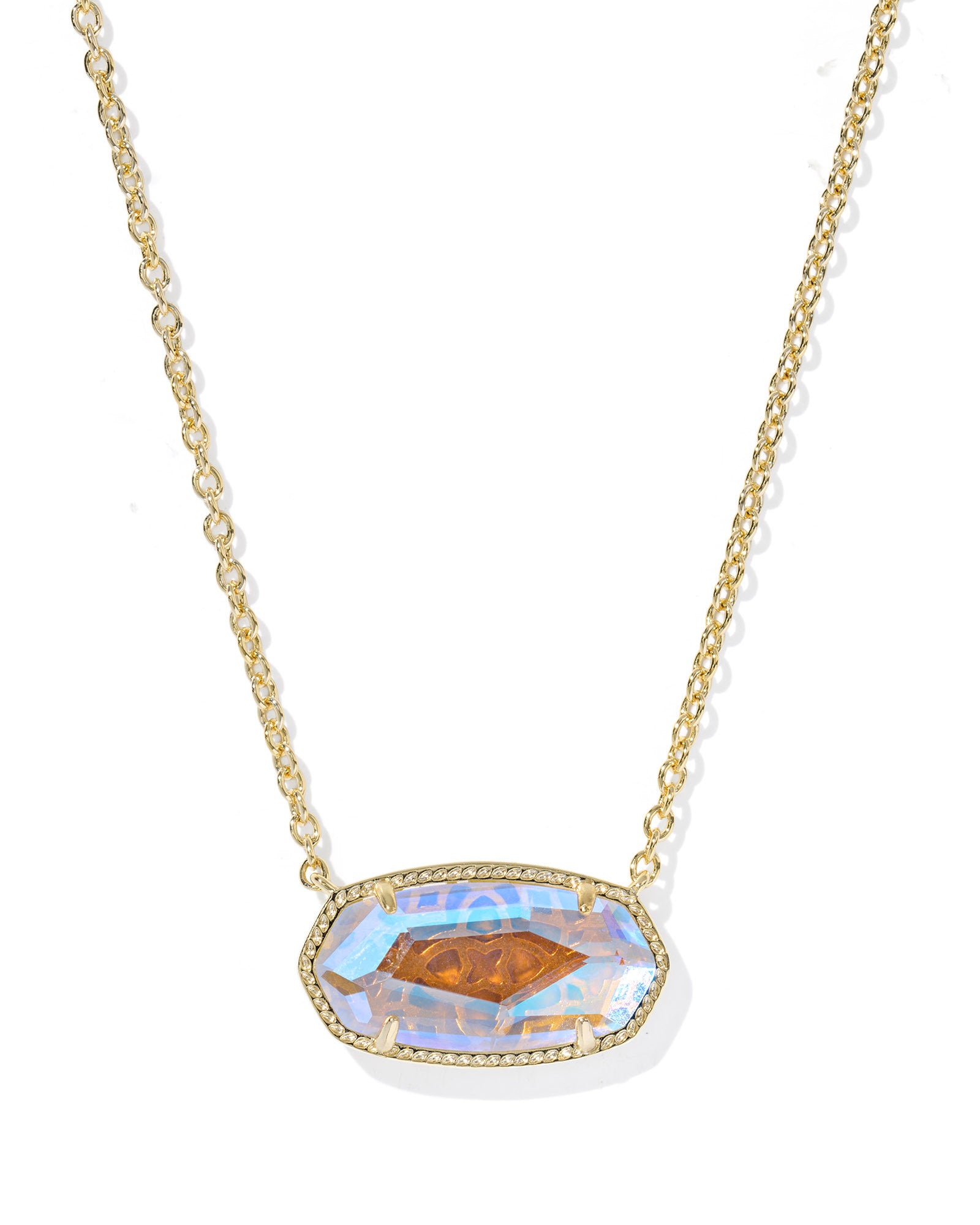 ELISA STATEMENT SHORT PENDANT NECKLACE GOLD DICHROIC GLASS