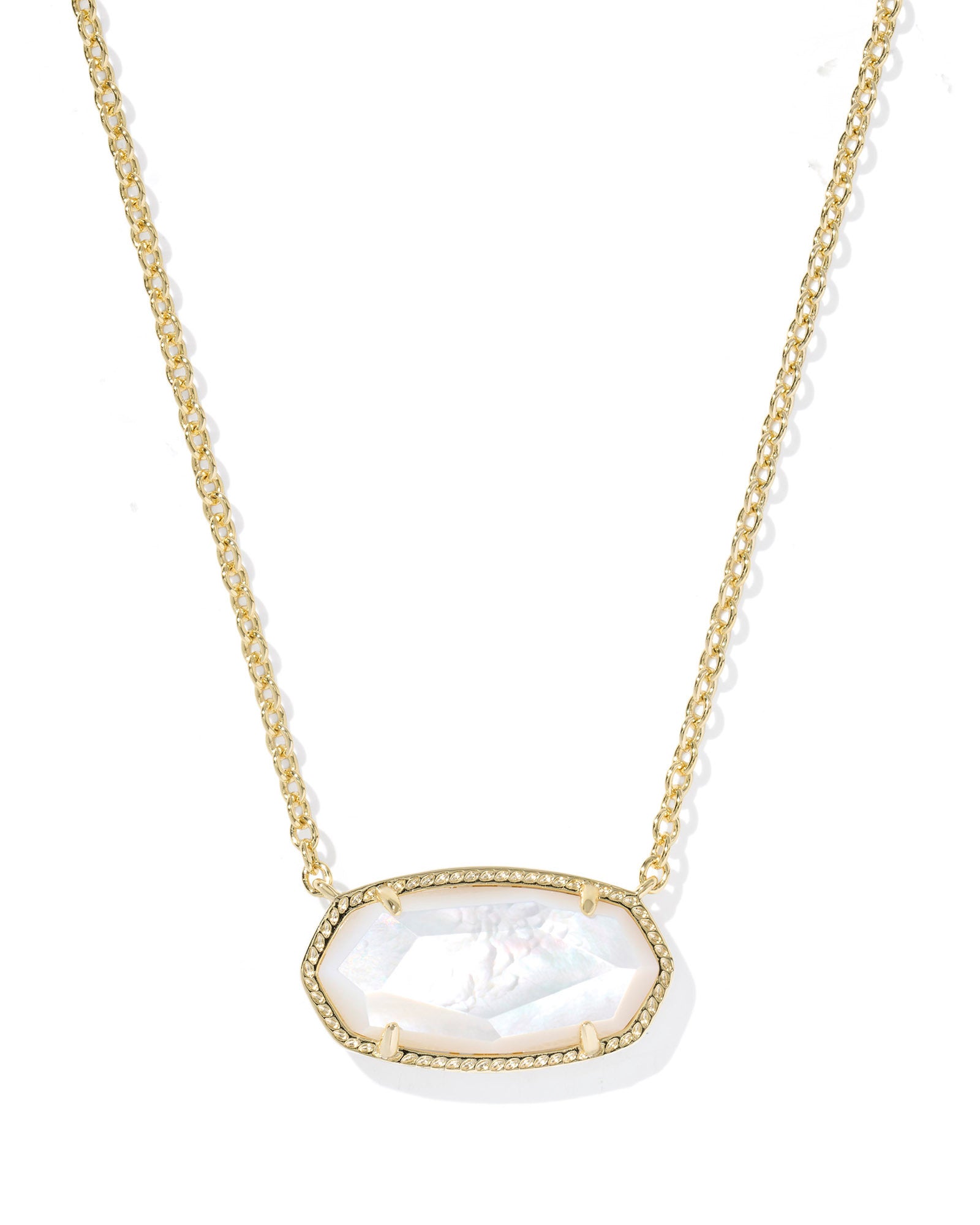 ELISA STATEMENT SHORT PENDANT NECKLACE GOLD IVORY MOTHER OF PEARL