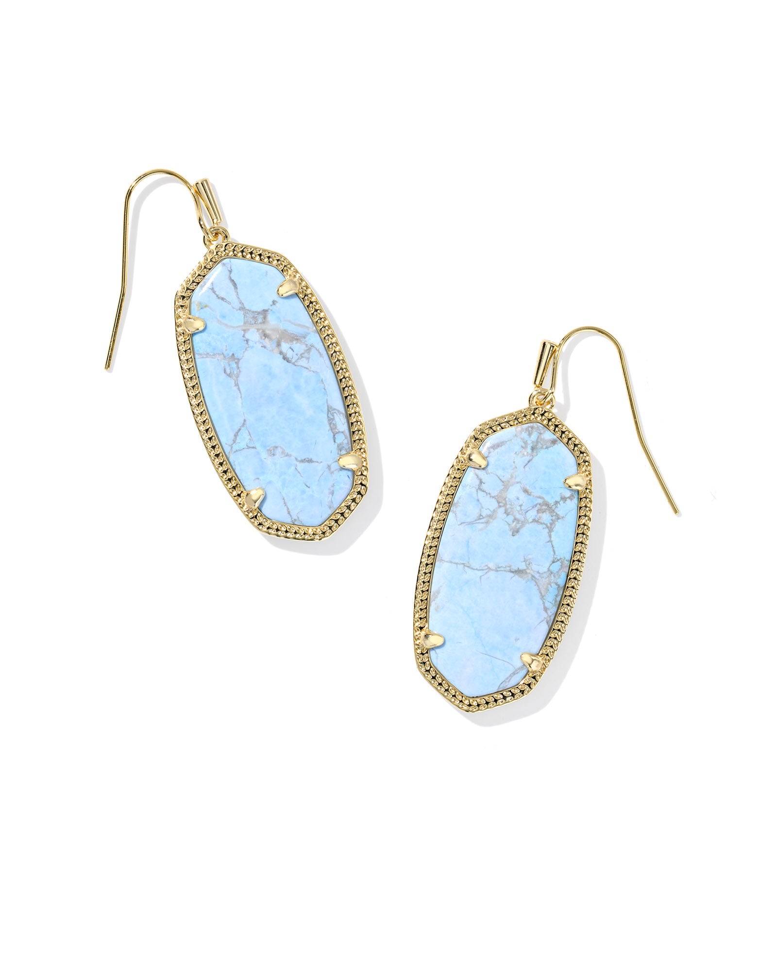 ELLE DROP EARRINGS GOLD VARIEGATED LIGHT BLUE MAGNESITE