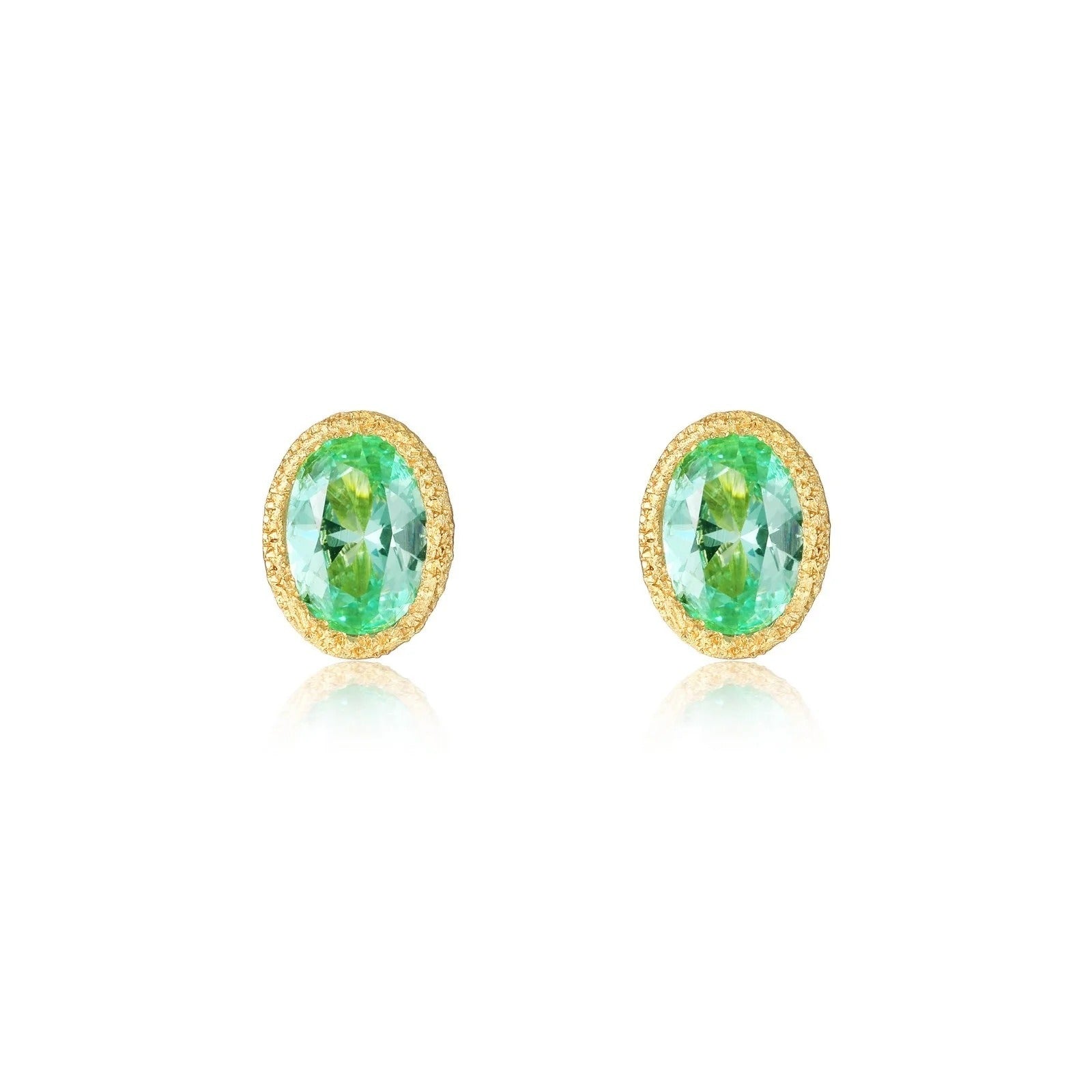 SS LAB-GROWN SAPPHIRE SOLITAIRE STUD EARRINGS
