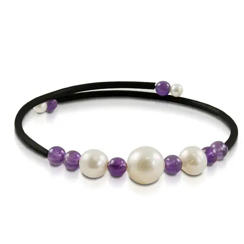 WHT FWP & AMETHYST RUBBER BANGLE