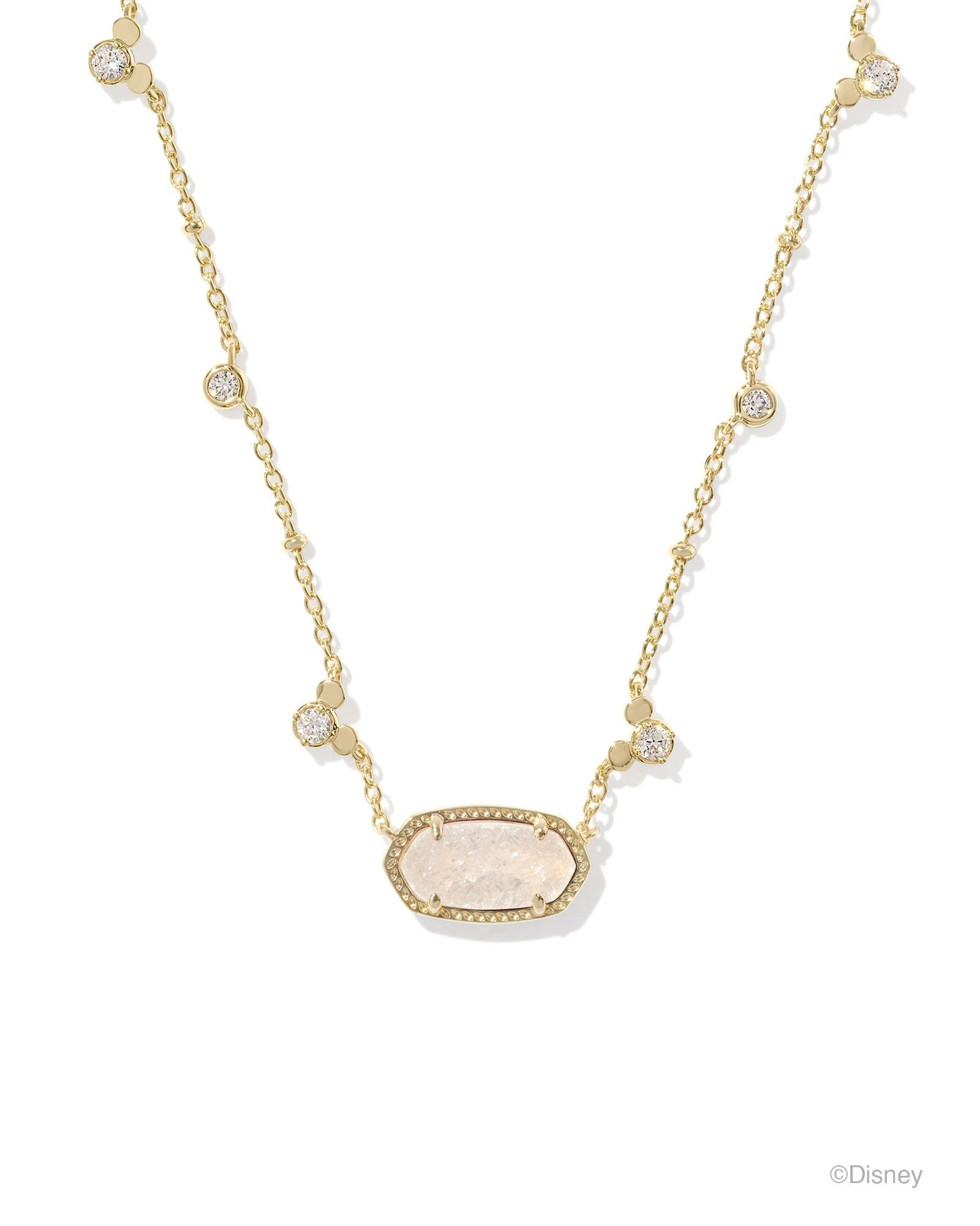 KS MICKEY MOUSE ELISA NECKLACE GOLD IRIDESCENT DRUSY