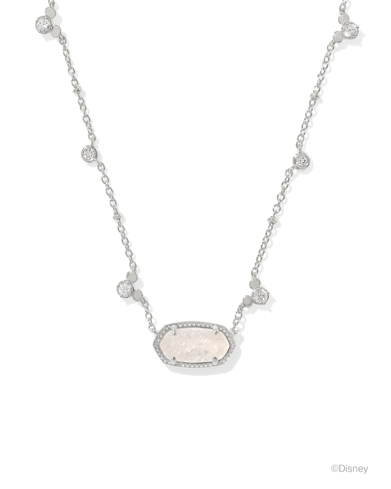 KS MICKEY MOUSE ELISA NECKLACE SILVER IRIDESCENT DRUSY