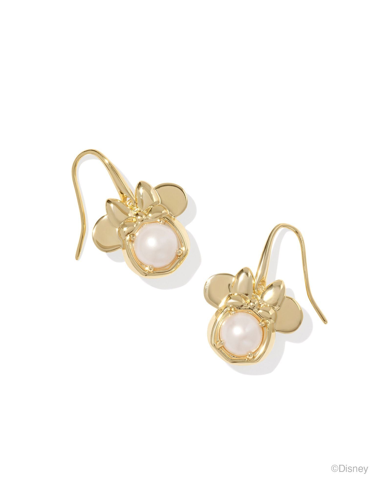 KS MINNIE MOUSE DROP EARRINGS GOLD WHITE PEARL