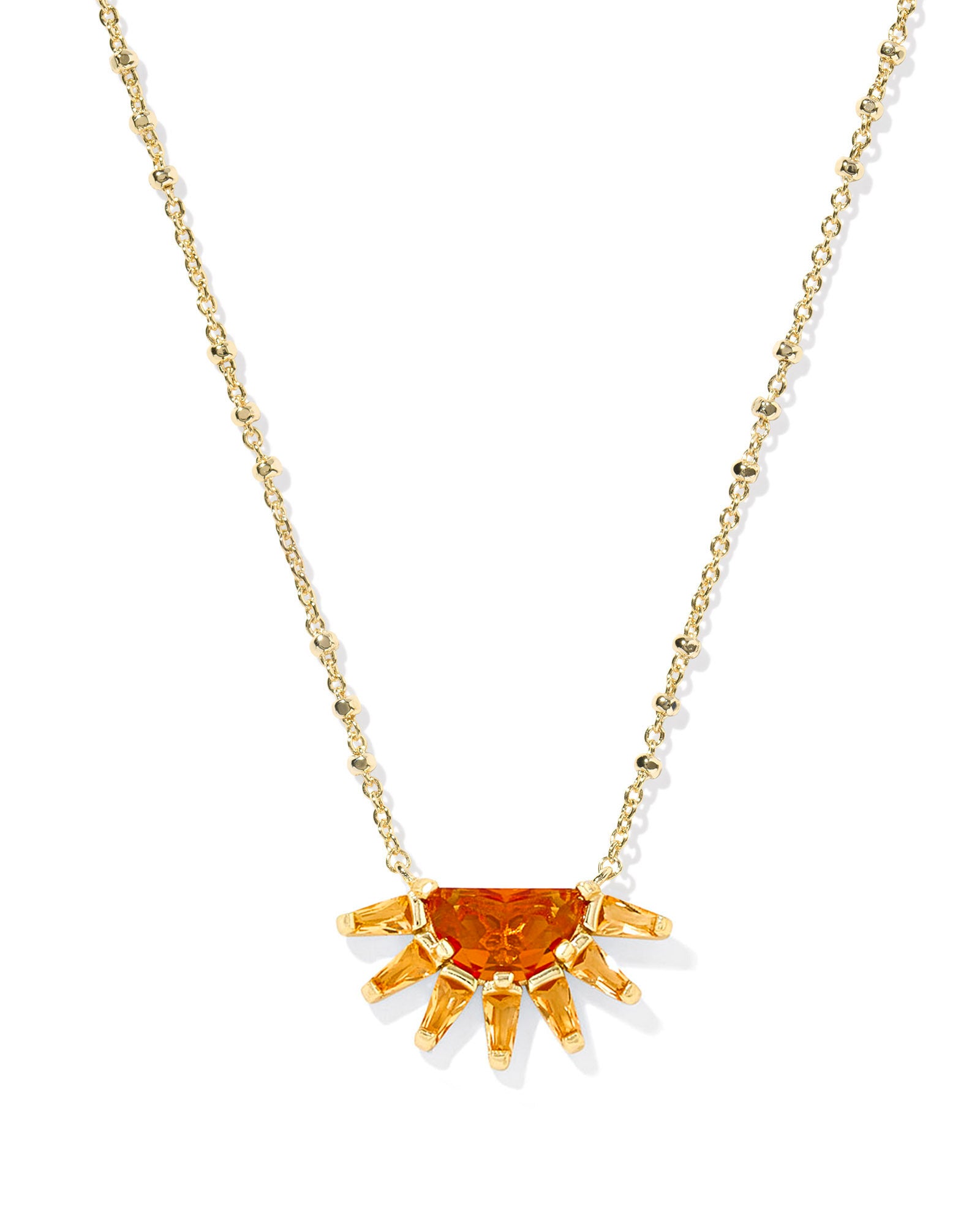 SAMANTHA SUN SHORT PENDANT NECKLACE GOLD ORANGE GLASS
