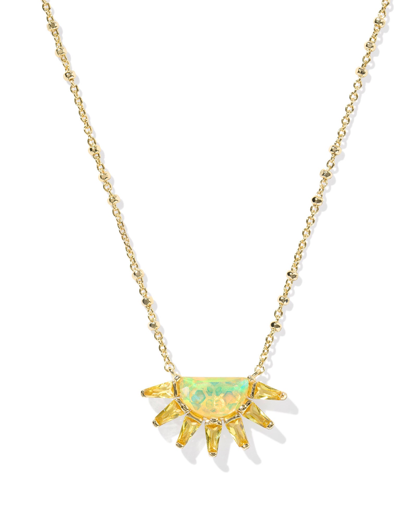 SAMANTHA SUN SHORT PENDANT NECKLACE GOLD YELLOW OPALESCENT RESIN