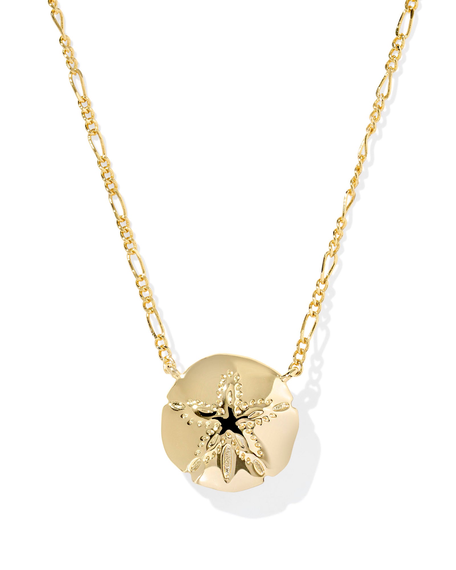 SAND DOLLAR SHORT PENDANT NECKLACE GOLD NATURAL MOTHER OF PEARL