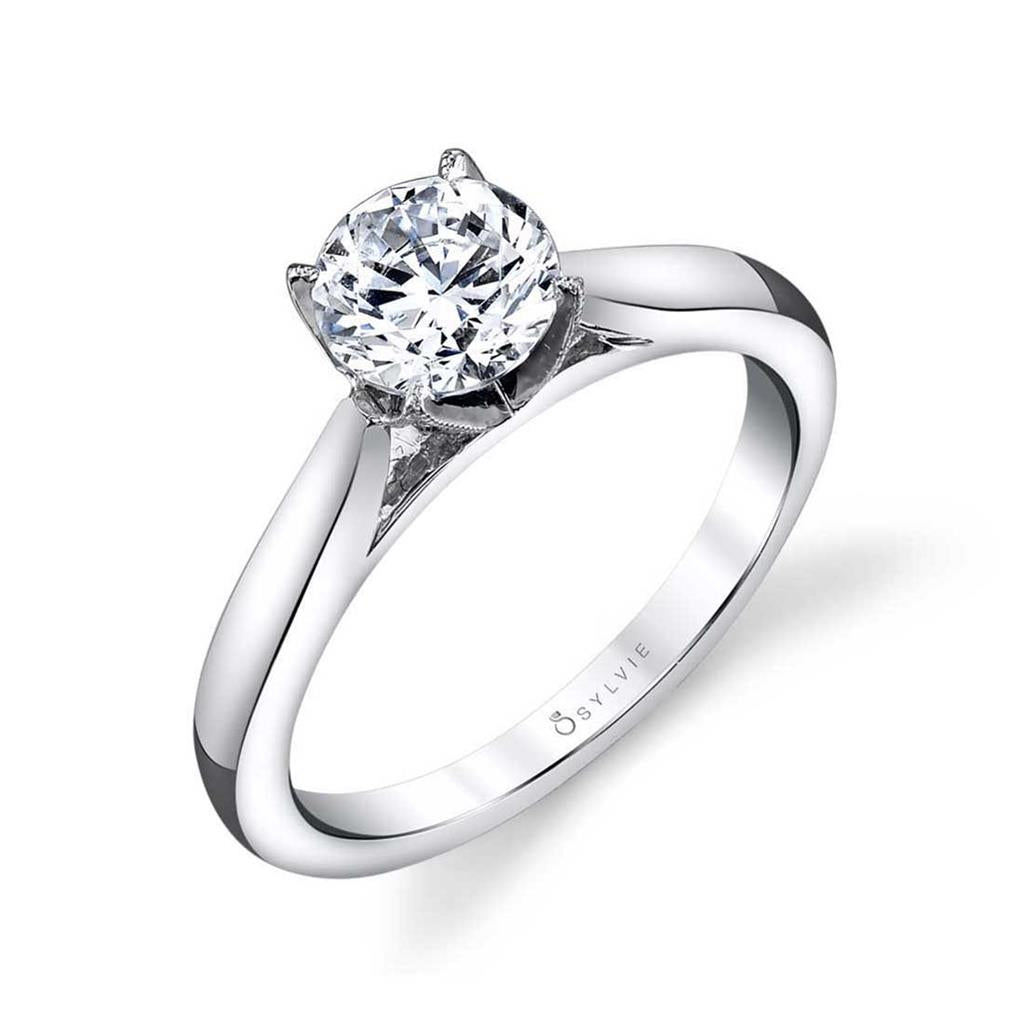 Round Cut Modern Solitaire Engagement Ring - Aubree