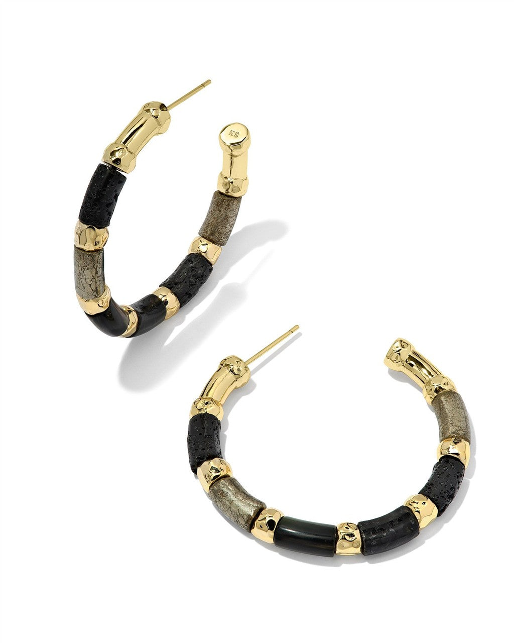 GIGI HOOP EARRINGS GOLD BLACK MIX