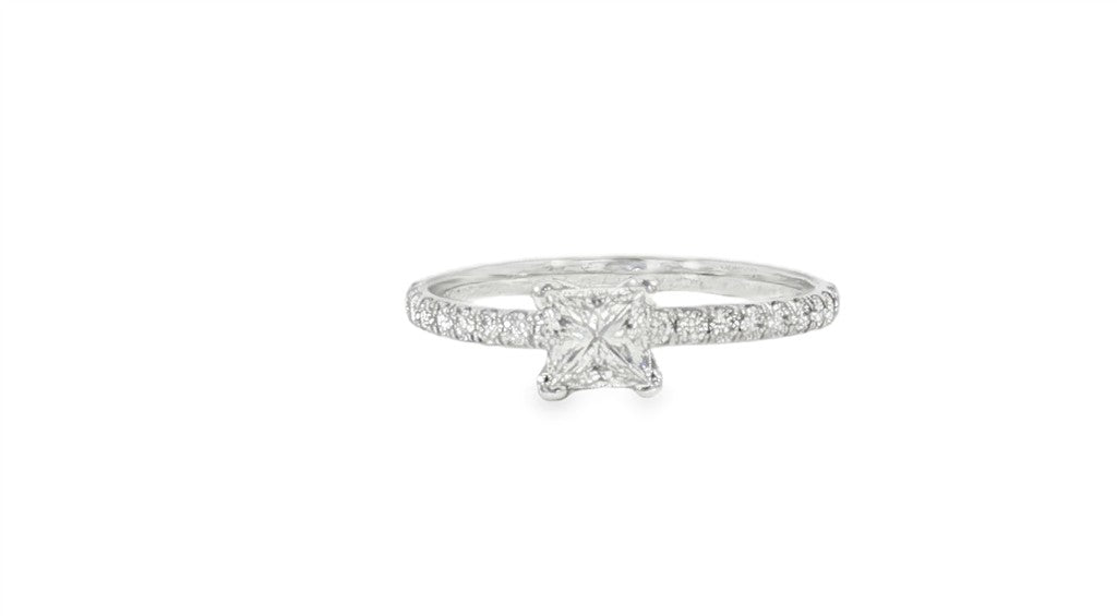 14K White Gold Princess-Cut Diamond Engagement Ring
