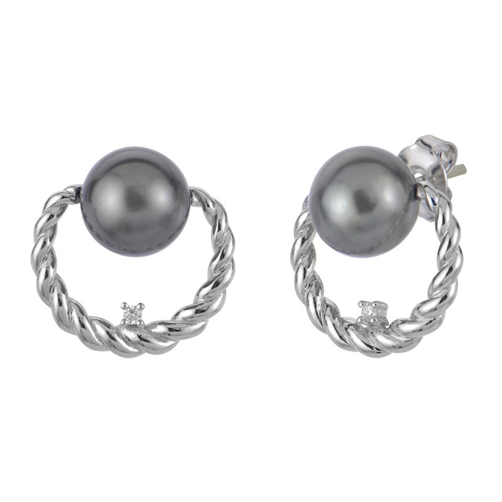 Sterling Silver Tahitian Pearl Earrings