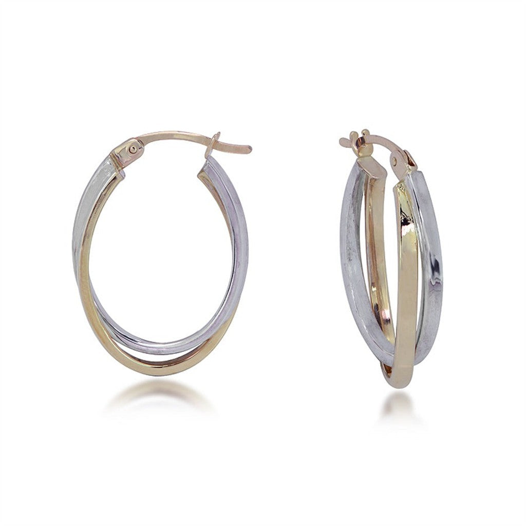 Two-tone Gold Double Hoop Earrings
