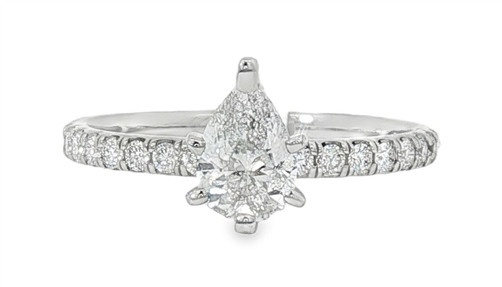 14K White Gold Pear-Shaped Diamond Engagement Ring