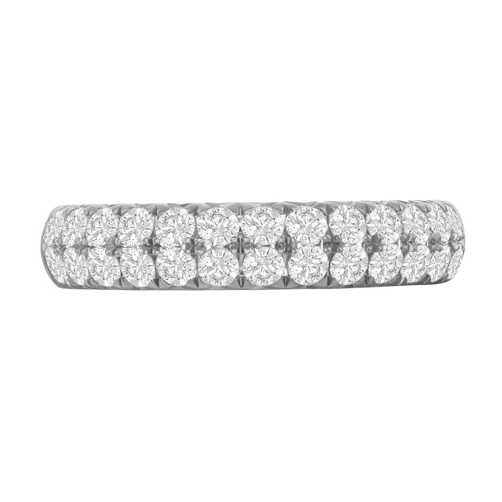 14K White Gold Double Row Diamond Band