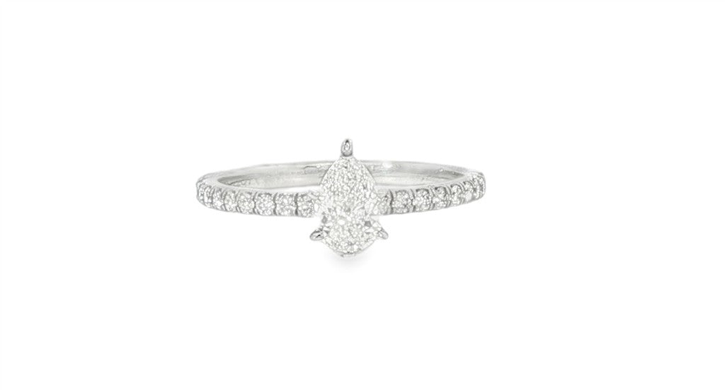 14K White Gold Pear-Shaped Diamond Engagement Ring
