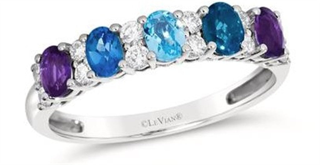 Topaz, Tanzanite, Amethyst, and Diamond Ring