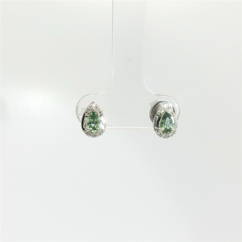 Platinum Stud Earrings with Diamonds and Montana Sapphires