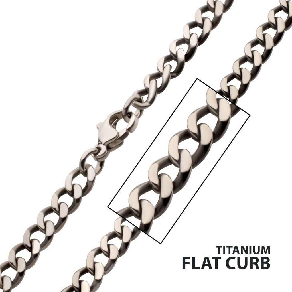 Titanium Flat Curb Chain Necklace