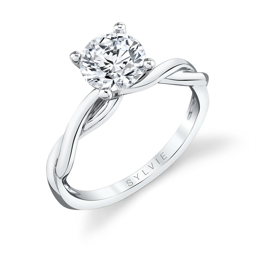 Round Cut Spiral Engagement Ring