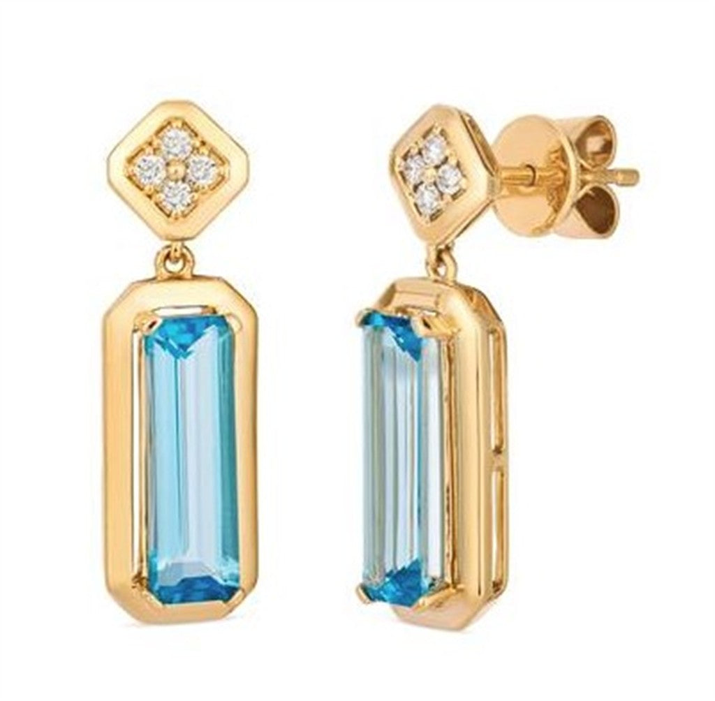Blue Topaz and Diamond Earrings