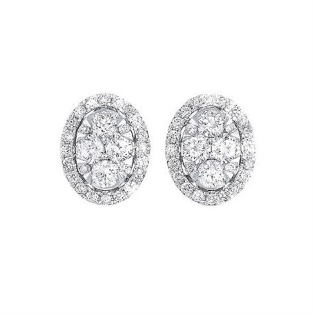 14K Diamond Halo Earrings