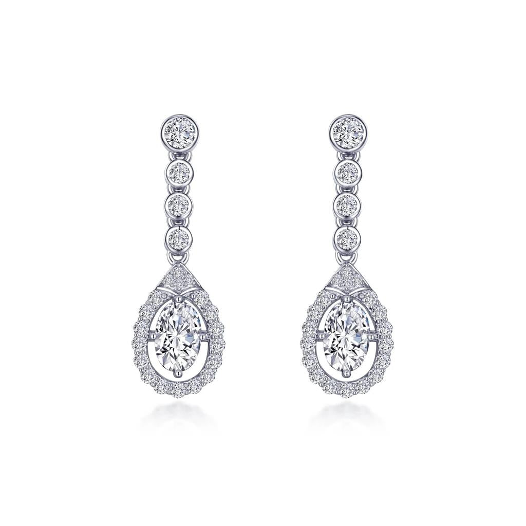 Oval Halo Drop Earrings