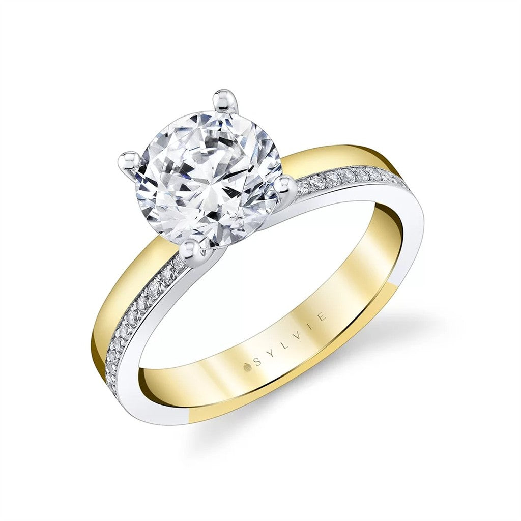 Auravie Flush Set Diamond Two Tone Engagement Ring - Reese
