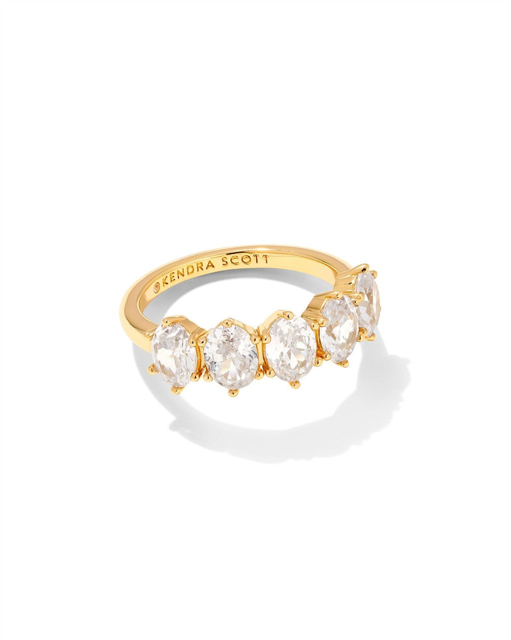 Kendra Scott CAILIN CRYSTAL BAND RING GOLD METAL WHITE CZ 7