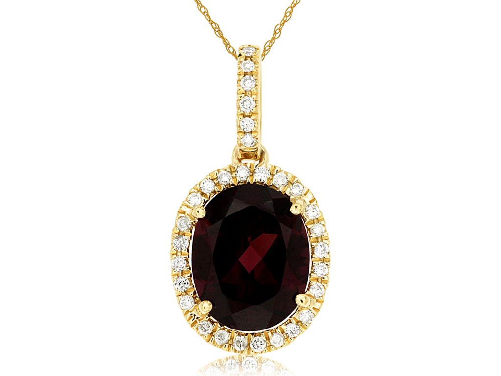 Garnet and Diamond Pendant Necklace