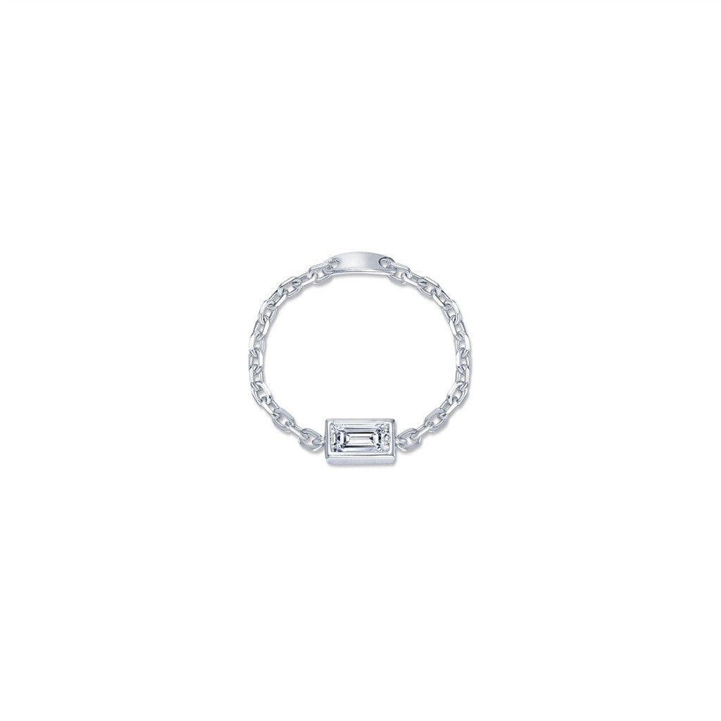 Emerald-Cut Bezel-Set Chain Ring