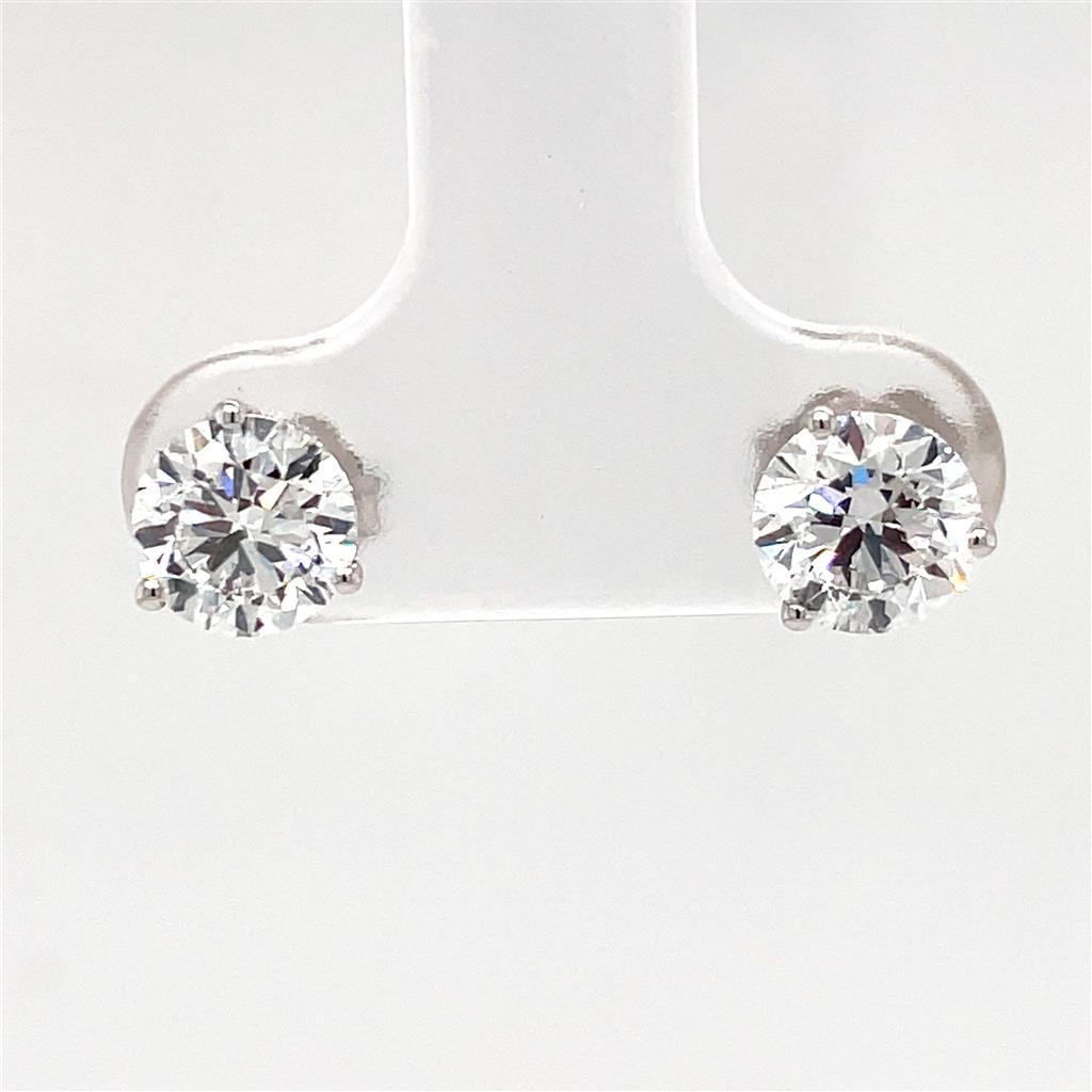 14K White Gold Lab-Grown Diamond Stud Earrings (1.80 carat total weight)