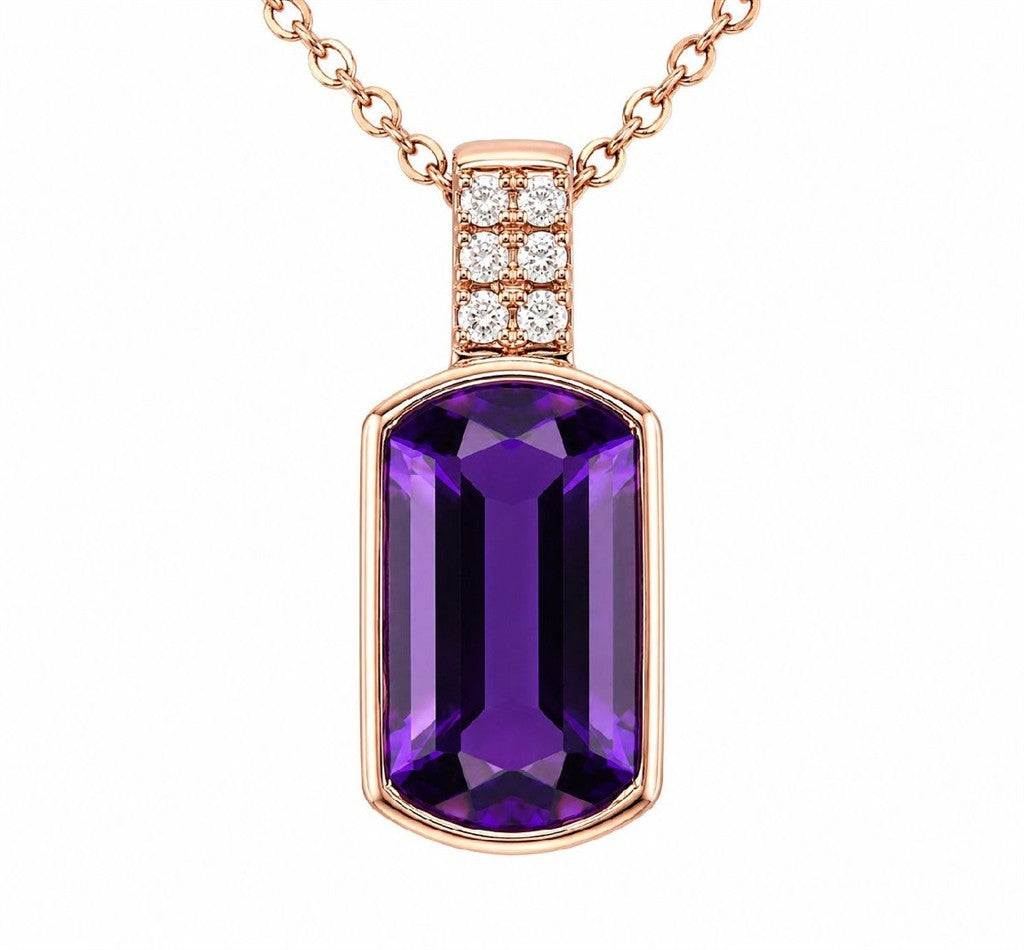 Amethyst and Diamond Pendant Necklace