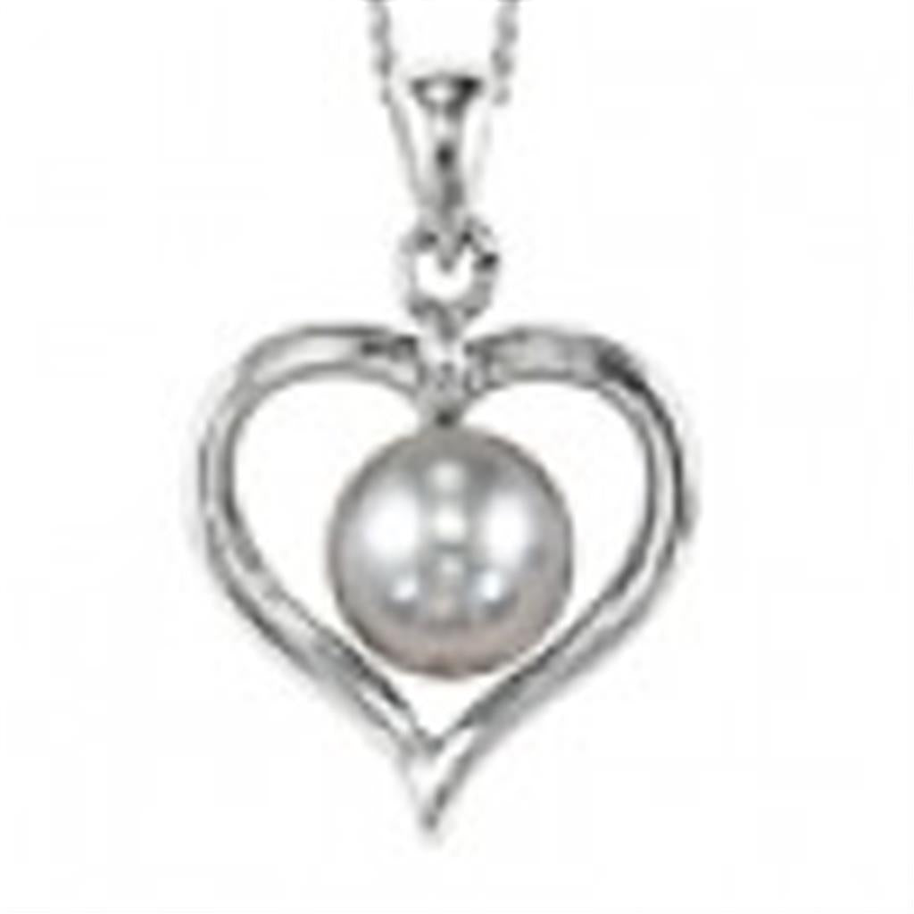 Sterling Silver Heart Necklace with Gray Freshwater Pearl