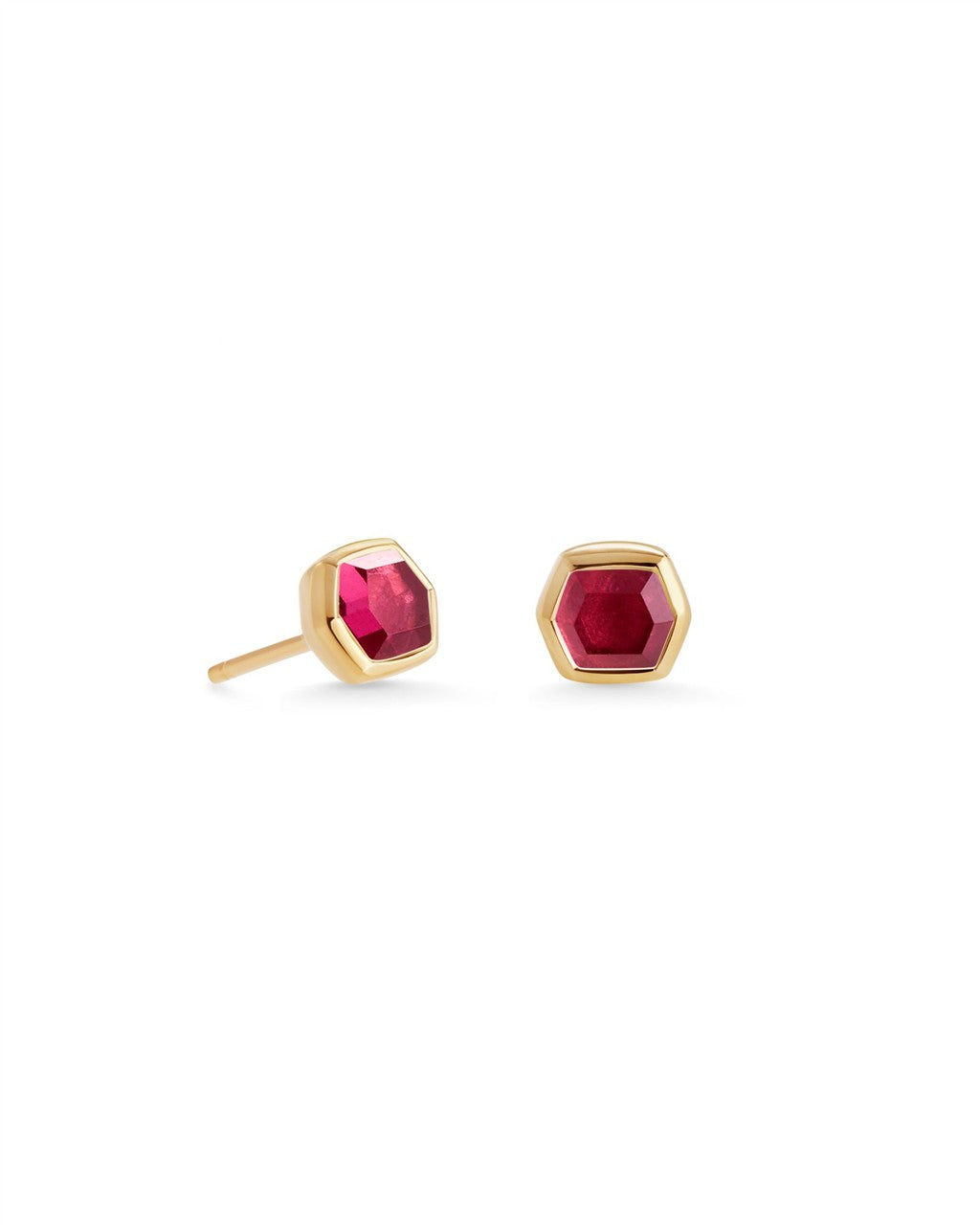 DAVIE STUD EARRINGS 18K GOLD VERMEIL RED GARNET