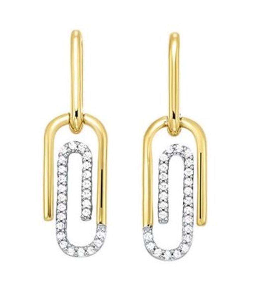 10K Yellow Gold Diamond Paper Clip Earrings